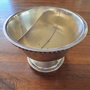 Vintage Silverplate Footed Bowl Divided Insert Rope Edge Seafood